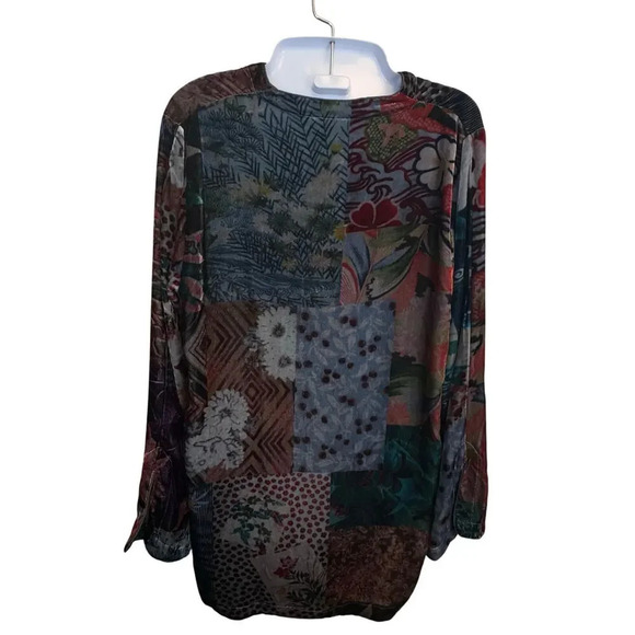 New JOHNNY WAS Grace Tessa Tunic Multicolor Floral Velvet Flowy Top Women's XS - Picture 8 of 11